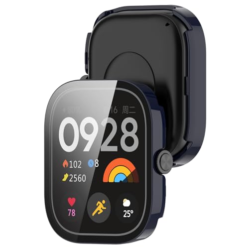 SMYAOSI Silikon Hülle für Xiaomi Redmi Watch 5 Schutzhülle Con Displayschutzfolie, Kratzfest Schutzfolie Bumper Case Ultradünne Stoßfeste Gehäuse für Xiaomi Redmi Watch 5 Smartwatch (2 Stück Blau) von SMYAOSI