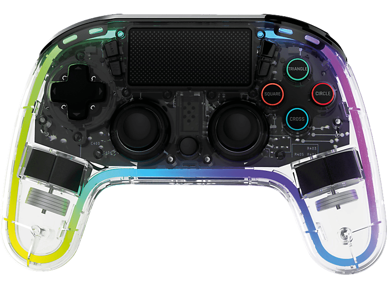 SNAKEBYTE RGB 4 - Wireless mit einstellbarer RGB-Beleuchtung und belegbaren Zusatztasten Gaming Controller Transparent für PlayStation von SNAKEBYTE