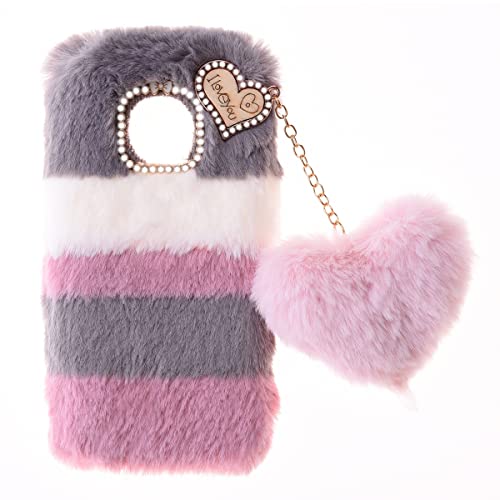 SNCLET Fluffy Plush Case für TCL 50 XL Handyhülle Silikon Case Girls Cute Bling Bow Diamond Fluffy Furry Soft Warm Gradient Protective Cover Silikon Hülle für TCL 50 XL Hülle,Collage Grau von SNCLET