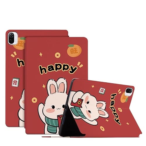 SNCLET Hülle für Xiaomi Mi Pad 4 Lederhülle Premium Leder PU Liebliches Kaninchen Tablet Cover mit Auto Wake/Sleep Stand Schutzhülle für Xiaomi Mi Pad 4,Happy Rabbit von SNCLET