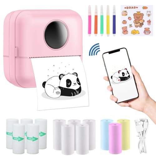 SOARFLY Mini Drucker, Mini Printer, Mini Drucker für Smartphone Bluetooth, Wireless Fotodrucker Thermodrucker, Mobiler Fotodrucker, Tragbarer Mini Fotodrucker für Lernhilfe, Notizen, Fotos, DIY - Rosa von SOARFLY