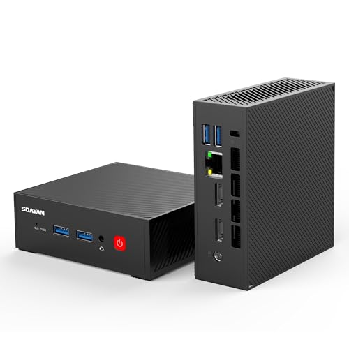 SOAYAN Mini PC N2, Alder Lake-N100 (bis zu 3,4 GHz), 16GB DDR4 500GB SSD Micro Desktop Computer, 4K UHD, WiFi 6, BT5.2, 4K@60HZ UHD Dual Display, für Business, Heimkino von SOAYAN