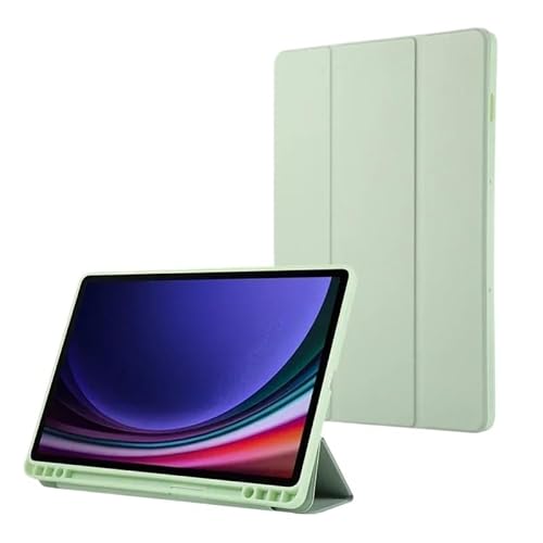 Dreifach gefaltete Lederhülle, geeignet for Samsung Galaxy Tab S9 FE 10,9 Zoll SM-X510/SM-X516B, TPU-Rückseite, Ständer, Tablet-Hülle mit Stifthalter(Mint Green) von SOENS