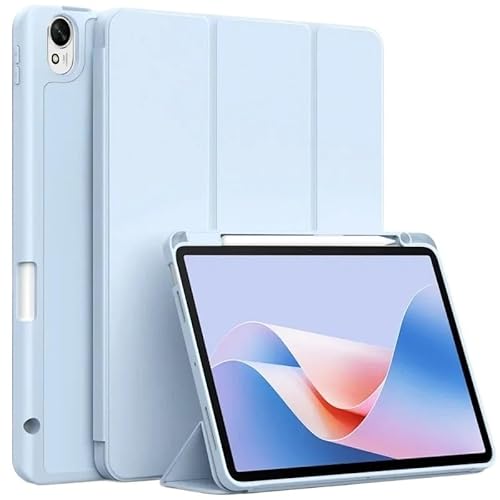 SOENS Tablet-Abdeckung, geeignet for Huawei MatePad 11.5S 2024 TGR-W09 DMG-W00, dreifach Faltbarer Lederständer, weiche Rückseite, intelligente Hülle mit Stiftschlitz(Ice Blue) von SOENS