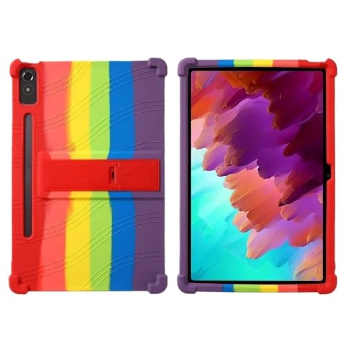 SOENS Weiche Silikon-Tablet-Abdeckung, geeignet for Lenovo Tab K12 2023 12,7 Zoll TB-240FC, Silikon-Ständer, stoßfeste Schale(Rainbow) von SOENS