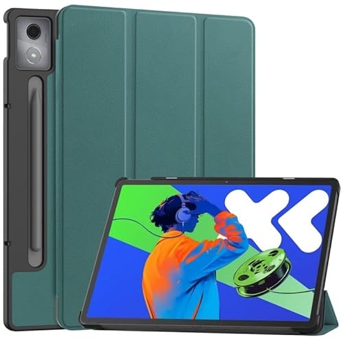 Smart Case Geeignet for Lenovo Xiaoxin Pad Pro 12,7 Zoll 2025 TB-375FC/373FU Klappbarer Flip-Ständer mit Auto-Sleep-Tablet-Abdeckung(Dark Green) von SOENS