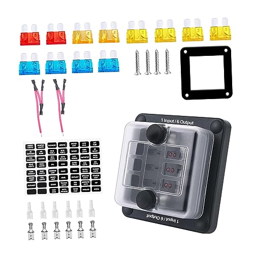 SOESFOUFU 34pcs ATO/ATC Sicherungsbox 6 Fach Marine Sicherungshalter Wasserdicht Auto Ersatz Sicherungsblock Für KFZ Und Marine Anwendungen von SOESFOUFU