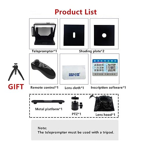 SOFTTO Teleprompter Tragbarer Prompter, Smartphone-Teleprompter for Nachrichten, Live-Interview, Rede, DSLR-Kameras, Mobiltelefon mit Fernbedienung Breite Gerätekompatibilität(T3-165S) von SOFTTO