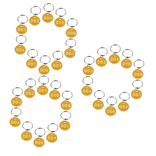 3 Packungen Nummernschild Gelbe Schlüsselanhänger Nummerierte Id-tags Etiketten Für Schlüsselanhänger Gepäckanhänger-schlüsselanhänger Runde Etiketten Zahlenketten Yellow Metall SOIMISS von SOIMISS