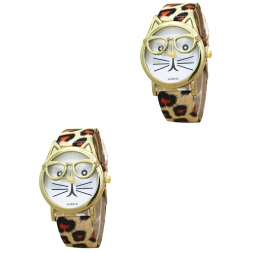 SOIMISS 2 Stk Katzenuhr kinder armbanduhr Smartwatches für Frauen reloj inteligente para mujer kinderuhren armbanduhr kinder achte auf Mädchen Sportuhr für Kinder Edelstahl Leopard von SOIMISS