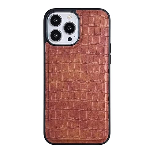 SOKES Lederhülle für iPhone 15Pro Max/15 Pro/15, luxuriöse Krokodil-Textur, dünn, stoßfest, Schutzhülle für Damen und Herren (15 Pro, Braun) von SOKES