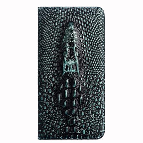 SOKES Schutzhülle aus echtem Leder für Samsung Galaxy S24 Ultra/S24 Plus/S24, 3D-Krokodilkopf, magnetische Klappkartenfächer, alte Farbe (S24 Plus, Grün) von SOKES