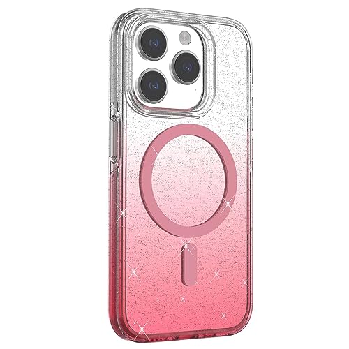 SOKES Schutzhülle für iPhone 15 Pro Max/15 Pro/15 Plus/15, transparent, bunt, Farbverlauf, Flüssigsilikon, unterstützt magnetisch, kabelloses Laden (Rosa, 15 Plus 17,5 cm) von SOKES