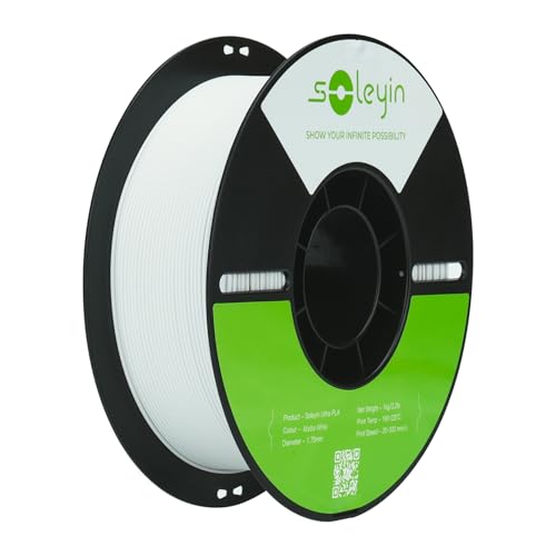 SOLEYIN Ultra PLA Matte Filament 1.75mm Weiß, 3D Drucker Filament 1kg Hochgeschwindigkeit 30-300mm/s Umweltfreundliche, für die meisten 3D-Drucker Creality Ender K1 K1C K2 plus (Matte Weiß) von SOLEYIN