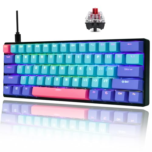 SOLIDEE 60% Wired mechanische Gaming-Tastatur,RGB Hintergrundbeleuchtung,Anti-Ghosting NKRO,programmierbare Makrotasten,61 Tasten Hot Swappable Tastatur für PS4(Gateron Optical Red,61 Joker) von SOLIDEE