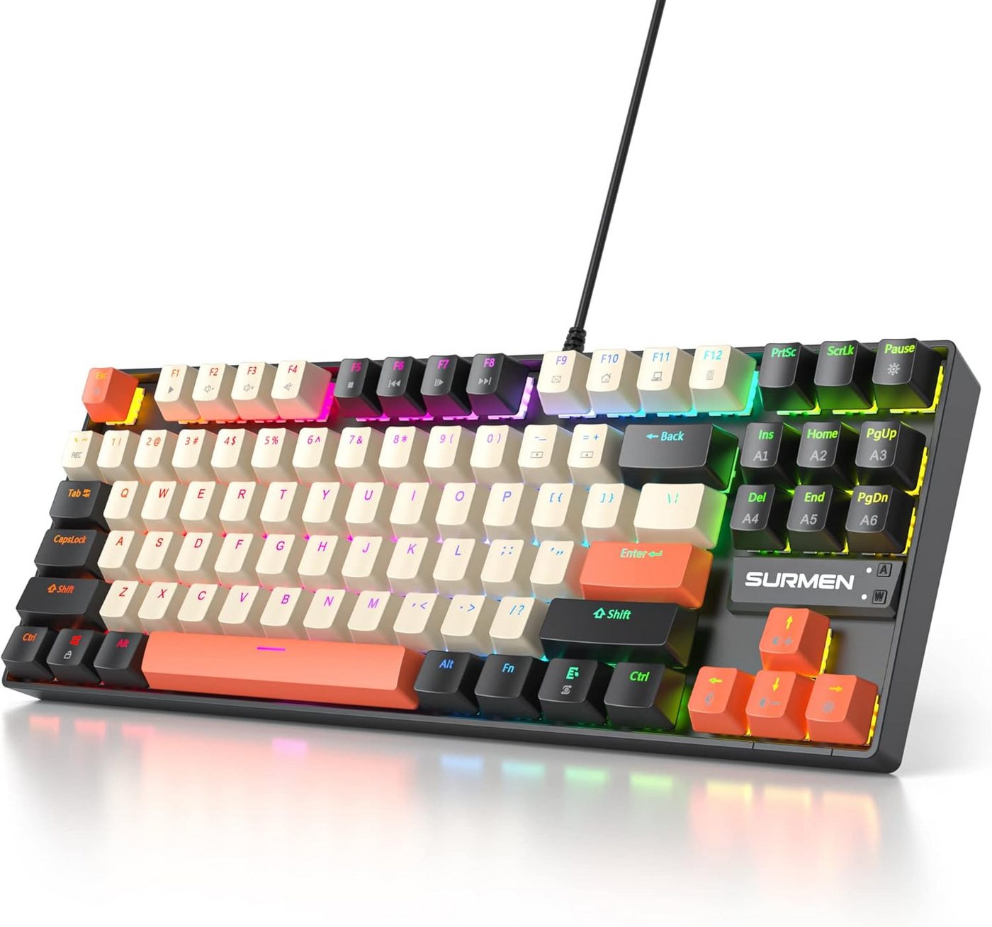 SOLIDEE RGB Hintergrundbeleuchtung Gaming-Tastatur (Ultrakompakte Mini-Gaming-Tastatur Ideal für FPS-Spieler und präzise) von SOLIDEE