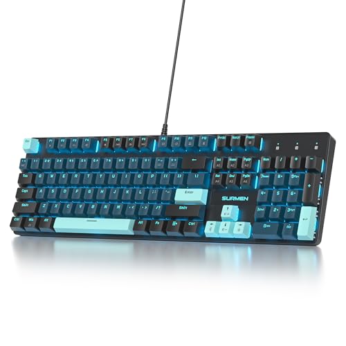 SOLIDEE Verkabelte mechanische Gaming-Tastatur in voller Größe,104 Tasten kabelgebundene Tastatur USB,RGB Hintergrundbeleuchtung&Nummernblock,NKRO mechanische Tastatur für Windows Laptop(104 Monstor) von SOLIDEE