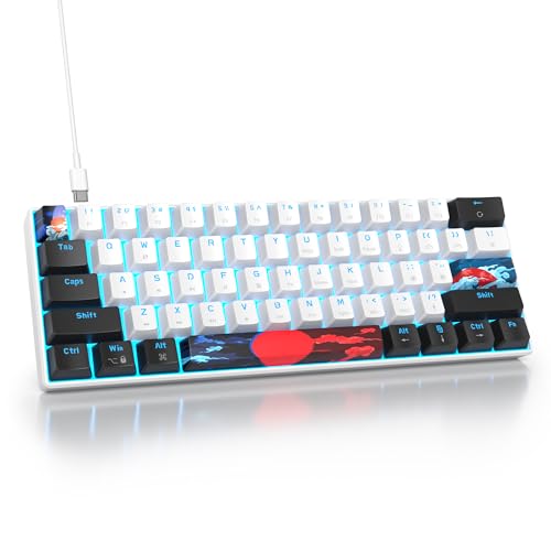 SOLIDEE mechanische Gaming Tastatur 60 Prozent,61 Tasten mit Lineare rote Schalter,kabelgebundene mechanische Tastatur mit LED-Hintergrundbeleuchtung,kompakte Tastatur,für PS5/PS4/Xbox(61 White) von SOLIDEE