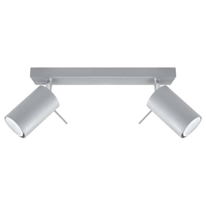 Deckenleuchte, Grau, Stahl, 2-flammig, bewegliche Spots von SOLLUX lighting