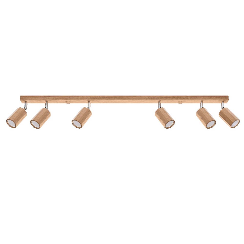 Deckenleuchte, Holz, Eiche, Spots verstellbar, L 120 cm von SOLLUX lighting