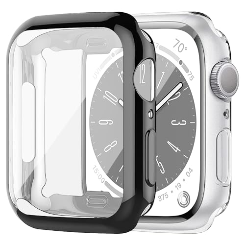 2 Stück Schutzhülle kompatibel mit Apple Watch Series 3/2/1 38mm Hülle，Weiche TPU Cover Vollschutz HD Schutzfolie Protection Case Stoßfest Schutzhülle für iWatch 38mm Case,Schwarz/transparent von SOLOLUP