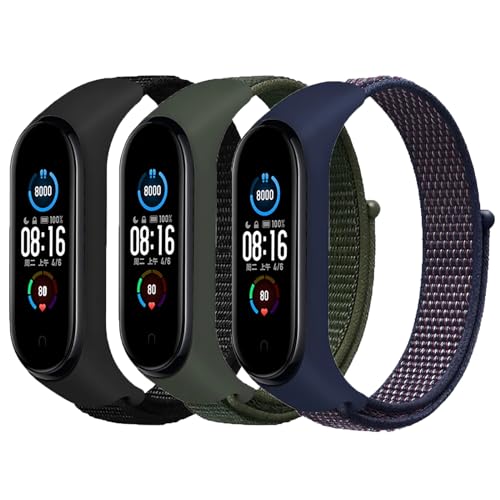 3 Stück Nylon Armband für Xiaomi Mi Band 7 6 5 4 3 Damen Herren, Verstellbares Elastisch Uhrenarmband Geflochtenes Sportarmband Ersatz Armband für Xiaomi Smart Mi Band 7/Band 6/Band 5/Band 4 3 Armband von SOLOLUP