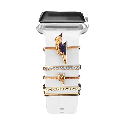 5 Stück dekorative Ringschlaufen aus Metall für Samsung Smart Watch Bands, Lederarmband Charms Silikonarmband Zubehör für Apple Watch iWatch Ultra Series 8 7 6 SE 5 4 3 2 1(nicht Band oder Uhr), 3 von SOLOLUP