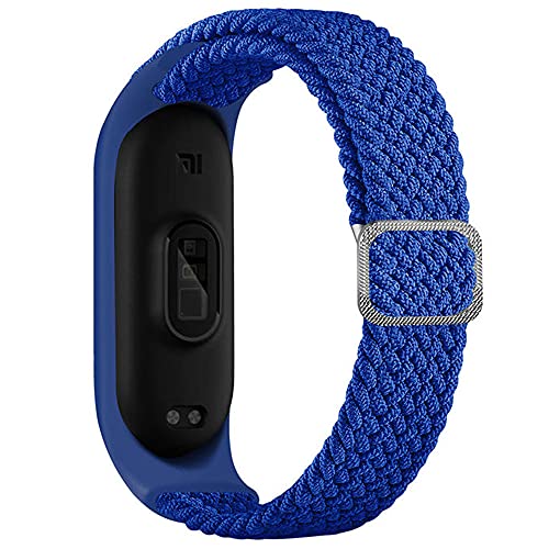 Geflochtenes Solo Loop kompatibel für Xiaomi mi Band 7 6 5, verstellbares Nylon geflochtenes dehnbares elastisches Sportband für Xiaomi Miband 7 6 5 Atlantikblau von SOLOLUP