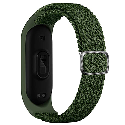 Geflochtenes Solo Loop kompatibel für Xiaomi mi Band 7 6 5, verstellbares Nylon geflochtenes dehnbares elastisches Sportband für Xiaomi Miband 7 6 5 Inverness-Grün von SOLOLUP