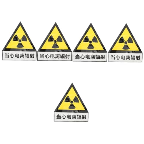 SOLUSTRE 5St Strahlungswarnaufkleber Vorsichtsaufkleber Warnweste Zeichen für Videoüberwachung Fensteraufkleber Tür Sicherheitsaufkleber PVC-Aufkleber Fabrik Warnschilder Gefahrenzeichen von SOLUSTRE