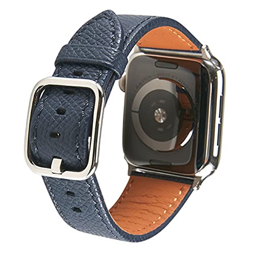 SONAMU New York Epsom Lederarmband, kompatibel mit Apple Watch, 38 mm bis 45 mm, Premium-Lederband, quadratische Schnalle, kompatibel mit iWatch Serie 7 6 5 4 3 2 1 (Marineblau, 41 mm/40 mm/38 mm) von SONAMU New York