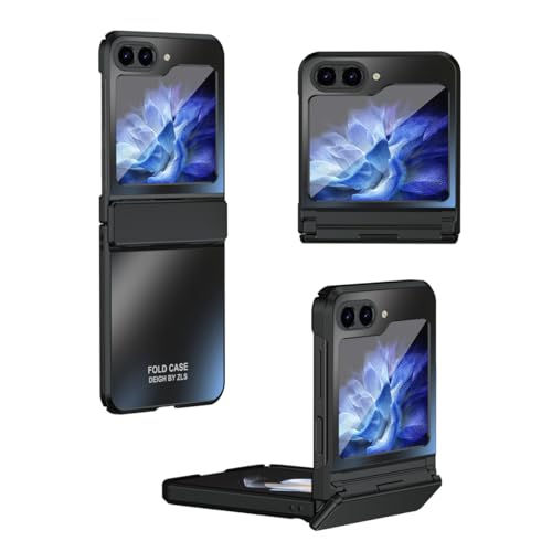 Hülle für Samsung Galaxy Z Flip 6 Hülle mit Scharnierschutz, Luxus Plating Stoßfest Anti-Drop Sternenhimmel Elegant Dünn Stoßfest Hard PC Cover für Galaxy Z Flip 6 2024 (Schwarz) von SONIGRA