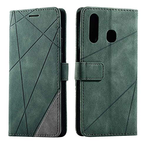 SONWO Hülle für Samsung Galaxy A30 / Galaxy A20, Premium Leder PU Handyhülle Flip Case Wallet Silikon Bumper Schutzhülle Klapphülle für Galaxy A30 / Galaxy A20, Grün von SONWO