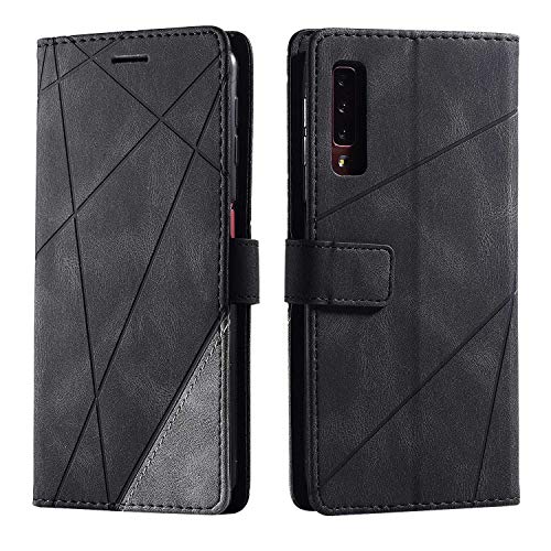 SONWO Hülle für Samsung Galaxy A7 2018, Premium Leder PU Handyhülle Flip Case Wallet Silikon Bumper Schutzhülle Klapphülle für Galaxy A7 2018, Schwarz von SONWO