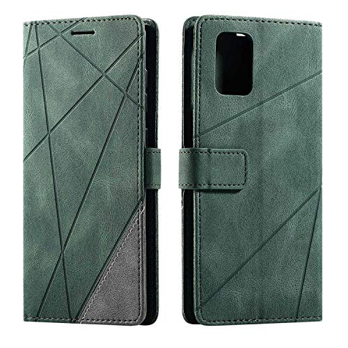 SONWO Hülle für Samsung Galaxy A71 5G, Premium Leder PU Handyhülle Flip Case Wallet Silikon Bumper Schutzhülle Klapphülle für Galaxy A71 5G, Grün von SONWO