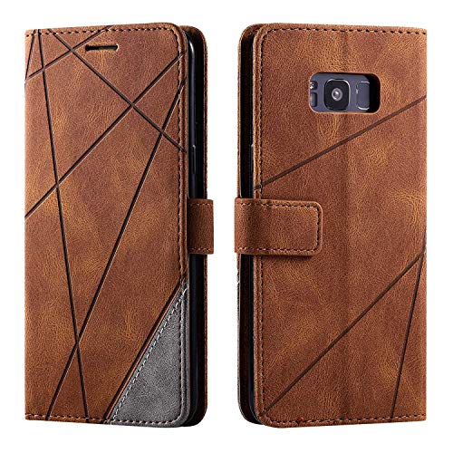 SONWO Hülle für Samsung Galaxy S8 Plus, Premium Leder PU Handyhülle Flip Case Wallet Silikon Bumper Schutzhülle Klapphülle für Galaxy S8 Plus, Braun von SONWO