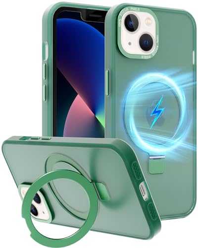 SOOFUN für iPhone 13 Hülle mit Ständer, Handyhülle für iPhone 13 Kompatibel mit magnetisch, für iPhone 13 Hülle mit Ring, Magnetisch Case Handlicher Ständer Stoßfeste Kratzfeste Dünn Schutzhülle Grün von SOOFUN