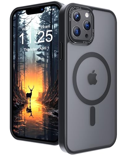 SOOFUN für iPhone 13 Pro Max Hülle Kompatibel mit Magnetisch, Handyhülle für iPhone 13 Pro Max, Hülle für iPhone 13 Pro Max, Durchscheinende Matt Dünn Stoßfest Schutzhülle - Schwarz von SOOFUN