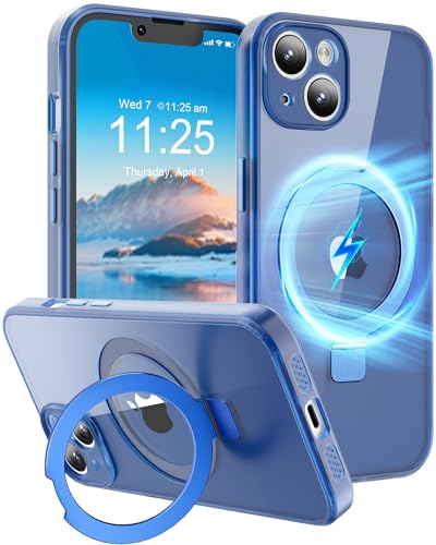 SOOFUN für iPhone 14 Hülle mit Ständer, Handyhülle für iPhone 14 Kompatibel mit Magsafe, für iPhone 14 Hülle mit Kameraschutz, Magnetisch Case Ring Ständer Stoßfeste Kratzfeste Dünn Schutzhülle Blau von SOOFUN