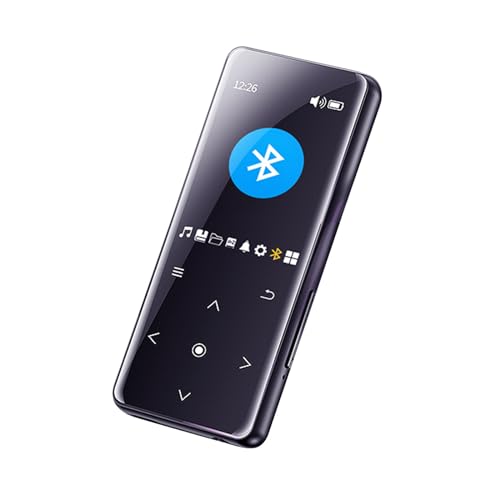 SOONHUA 64 GB MP3-Player mit Bluetooth 5.2, tragbarer MP3-Player, integrierter HD-Lautsprecher, E-Book, Wecker, erweiterbar auf bis zu 128 GB, für Sport, Lernen, Lesen, Kopfhörer im Lieferumfang von SOONHUA