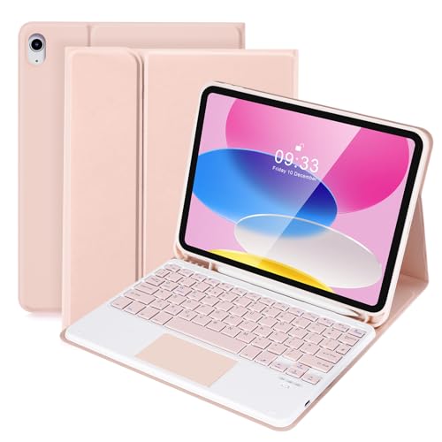 SOPPY Tastaturhülle für iPad mit Touchpad, Bluetooth-Tastatur für iPad 10. Generation 27,7 cm (11 Zoll) 2022 (A2696/A2757/A2777), abnehmbare kabellose Tastatur für iPad 10. Generation, integrierter von SOPPY