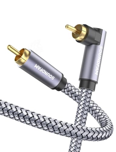 SOUNDFAM Gray Subwoofer Kabel 90 Grad Cinch Kabel Rechtwinkliges RCA Kabel Digitales Audio-Koaxialkabel - 5M von SOUNDFAM