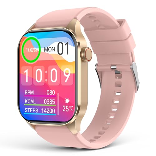 Smartwatches für Frauen Annehmen/Tätigen von Anrufen/AI-Stimme, 5,1 cm AMOLED-Display, Herzfrequenz-Blutsauerstoff-Blutdruckmessgerät, 136+ Sport-Modi, Smartwatch, Aktivitätstracker für Android/iOS von SOUYIE