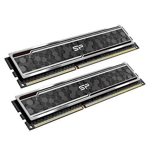 Silicon Power SP016GXLZU320BDAJ5 hochwertiger DDR4 RAM für Gaming, 16 GB (8 GB x 2), 3200 MHz (PC4 25600), CL 16, 1,35 V, Desktop-Arbeitsspeicher mit Kühlkörper, Grau (Camouflage Grey) von SP Silicon Power