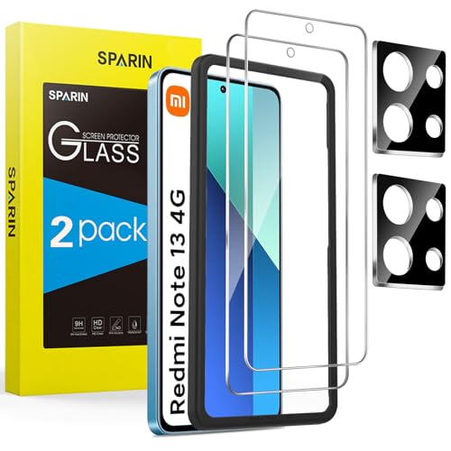 SPARIN Schutzfolie für Xiaomi Redmi Note 13 4G Panzer Schutz Glas, 2+2 Stück Displayschutzfolie und Kamera Panzerfolie, Anti-Kratzen Folie, 9H Härte von SPARIN