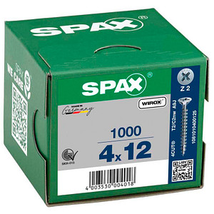 SPAX® Universalschrauben Z2 Senkkopf WIROX 12mm  x 4 mm, 1000 St. von SPAX®