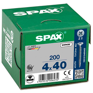 SPAX® Universalschrauben Z2 Senkkopf WIROX 40mm  x 4 mm, 200 St. von SPAX®