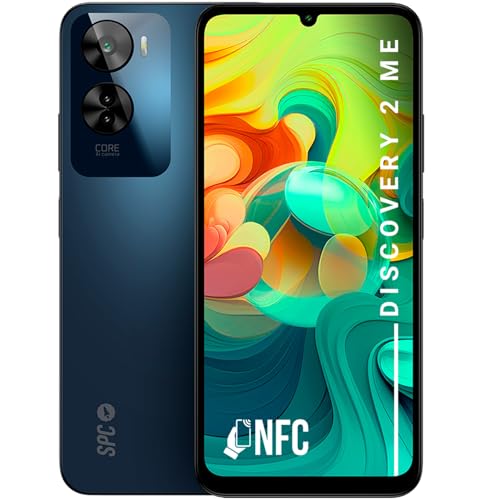 SPC Discovery 2 ME – Smartphone 6,75" HD+, 6GB RAM, 256GB interner Speicher, Triple AI Kamera, NFC, 5000 mAh Schnellladung 18W, Mobiltelefon Android 14, biometrische Entsperrung – Deep Sky von SPC