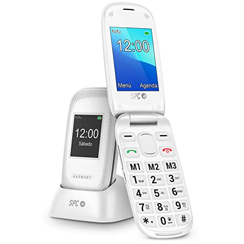 SPC Harmony - Mobiltelefon mit Klappdeckel für Senioren mit großen Ziffern und Buchstaben, Doppeltem Display, SOS-Taste, 3 Direktspeicher, Ladestation von SPC