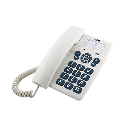 SPC Original – Tisch- oder Wandtelefon, mit großen, leicht zu bedienenden Tasten, 3 Direktspeicher, extra Laute Klingellautstärke, Wahlwiederholung, Farbe Weiß von SPC